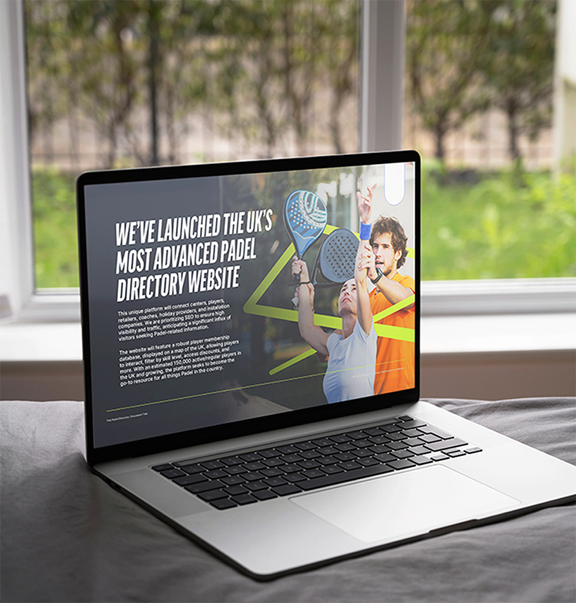 Pitch deck design on laptop